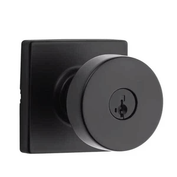 Kwikset Pismo Entry Door Knob with Square Rose / Iron Black / with SmartKey Technology KWS-740PSK-SQT-SMT-514 - main
